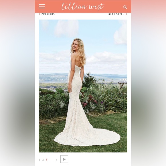 NWT Lillian West sweetheart mermaid lace size 8 wedding gown in champagne/ivory. - Picture 3 of 15